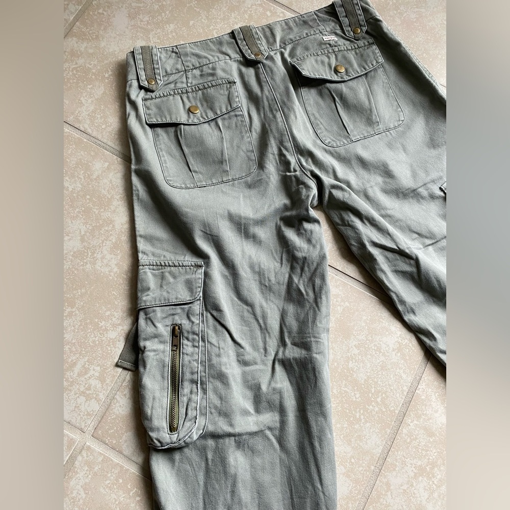 Y2k Hollister sage green cargo khaki low rise flare jeans - Picture 9 of 16
